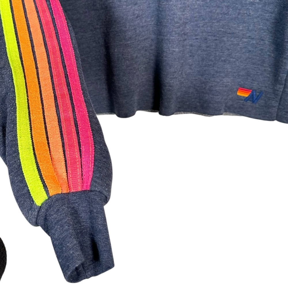 AVIATOR NATION Bolt Rainbow Stripe Cropped Cut-Off Sweater - Picture 4 of 8